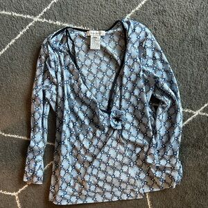 Nine West Geometric Blue Blouse